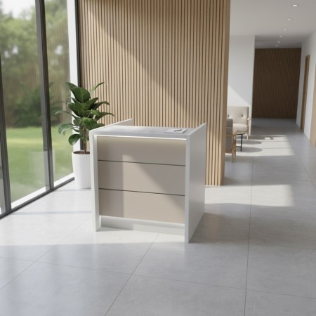 Meuble de réception droit en beige et blanc 2