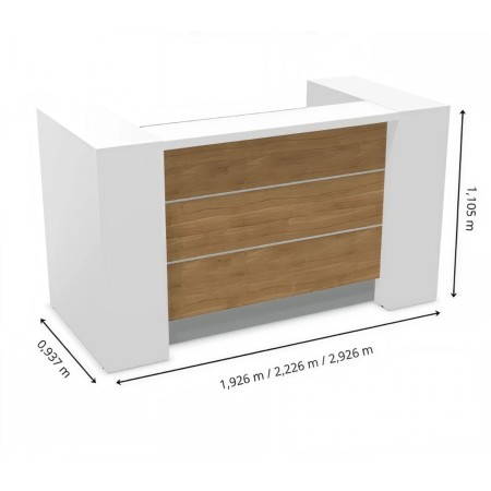 Dimensions meuble de réception avec rangement intégré