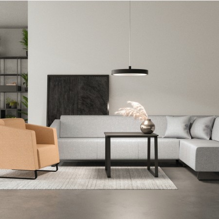 Fauteuil bleu aux lignes cubiques et design minimaliste. - Voo Voo 2