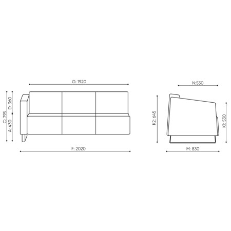 Dimensions du module d’angle compact. - Voo Voo