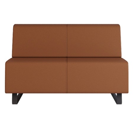 Canapé brun clair à dossier haut et base noire élégante. - Voo Voo