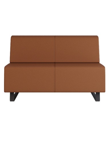 Canapé brun clair à dossier haut et base noire élégante. - Voo Voo