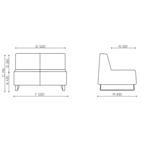 Dimensions du canapé haut dossier. - Voo Voo