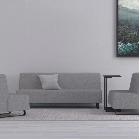 Banquette bleue design à base noire et lignes épurées. - Voo Voo 2