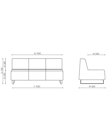 Dimensions du canapé avec table intégrée. - Voo Voo