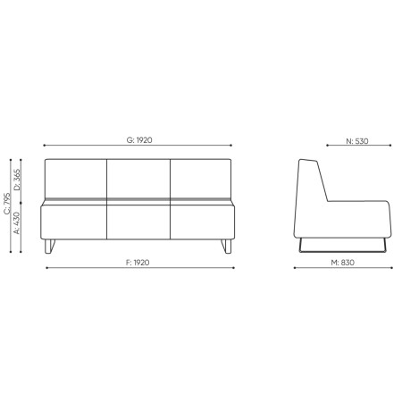 Dimensions du canapé avec table intégrée. - Voo Voo