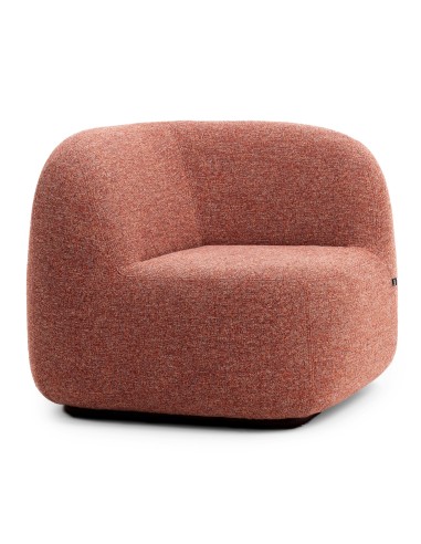 Fauteuil arrondi en tissu bouclé rouge brique. - Jelly