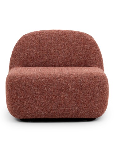 Fauteuil bouclé rouge brique au design arrondi et compact. - Jelly