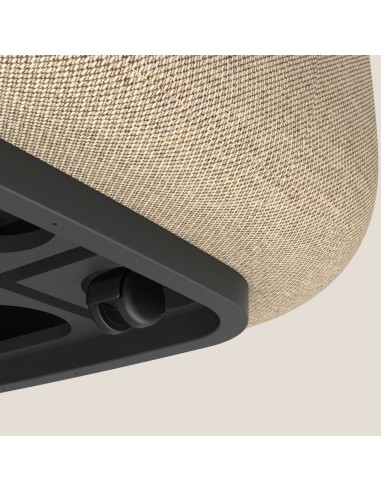 Détail de la base noire d’un module en tissu bouclé beige. - Jelly