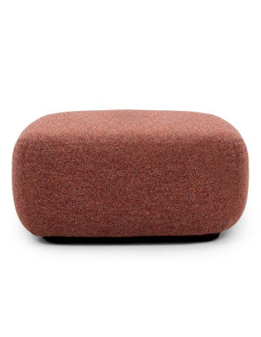 Pouf rectangulaire en tissu bouclé rouge brique, design doux et moderne. - Jelly