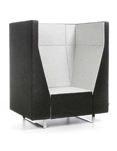 Fauteuil acoustique gris clair avec parois hautes et design enveloppant. - Voo Voo