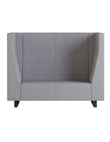 Fauteuil double acoustique beige clair avec parois hautes et forme enveloppante. - Voo Voo Box