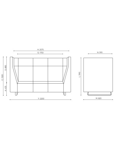 Dimensions du Voo Voo Box, vues de face et de dessus. - Voo Voo Box