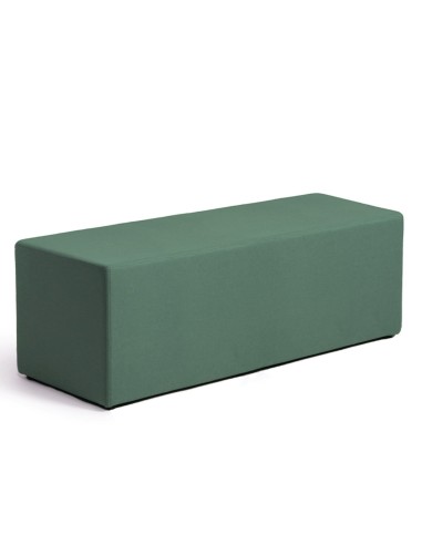 Pouf allongé Long Cube en tissu vert, au design sobre et linéaire. - Long Cube
