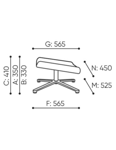 Dimensions du pouf Booi, vues de face et de dessus. - Booi