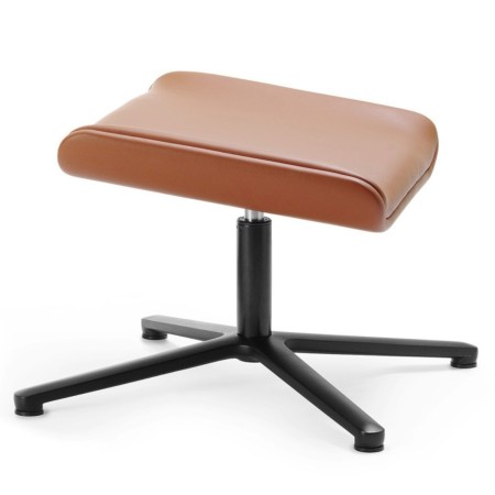 Pouf Booi en cuir brun avec piètement en étoile noir. - Booi