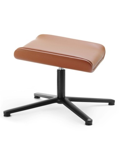 Pouf Booi en cuir brun avec piètement en étoile noir. - Booi