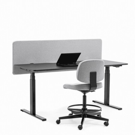 GIF bureau assis-debout avec tabouret réglable sur roulettes Lift 10RE