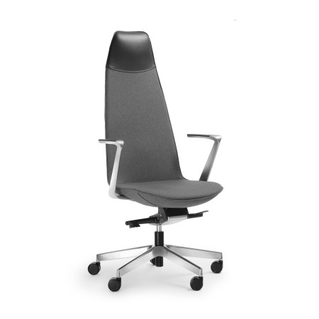 Fauteuil de direction pro Lumi LM 103 en tissu gris et cuir noir