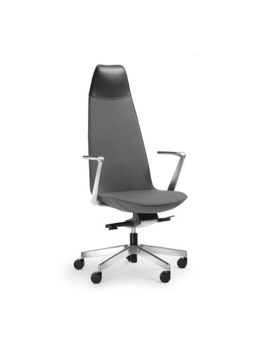 Fauteuil de direction pro Lumi LM 103 en tissu gris et cuir noir