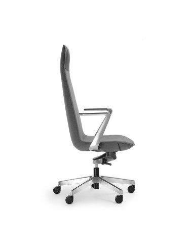 Vue latérale du fauteuil de bureau Lumi LM 103 avec accoudoirs design