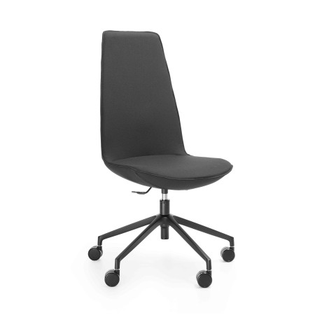 Chaise espace pro sur roulettes avec dossier haut sans accoudoirs LUMI 5R2