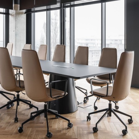 Siège de travail pivotant avec dossier haut pour bureau et conférence LUMI 5R2 2