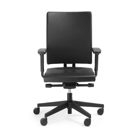 Chaise de bureau Mate MT 102 noire, vue de face, accoudoirs réglables