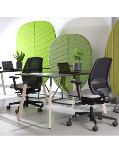 Postes de travail individuels avec chaises de bureau MOMO 102 noires ergonomiques