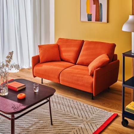 canapé 2 places orange moderne pour bureau ou coworking – Lotus