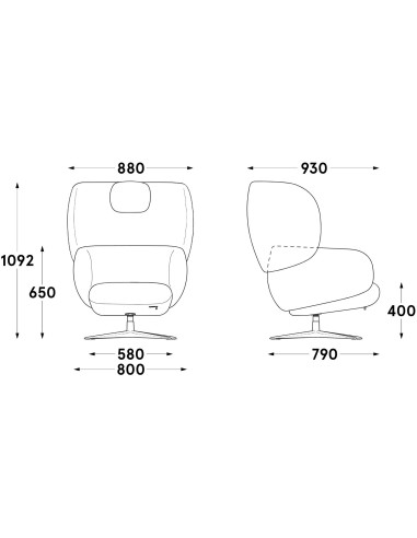 Fauteuil lounge pivotant avec appuie-tête intégré – Grand Grace