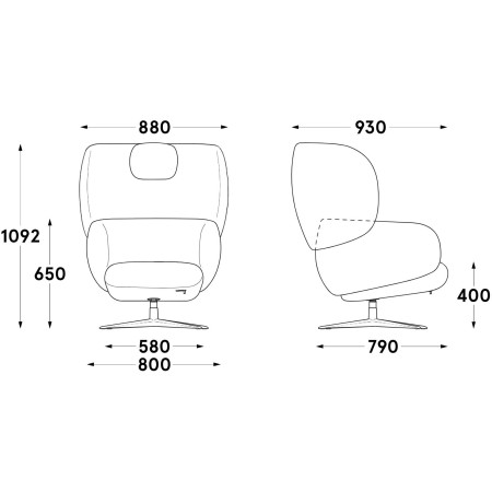 Fauteuil lounge pivotant avec appuie-tête intégré – Grand Grace