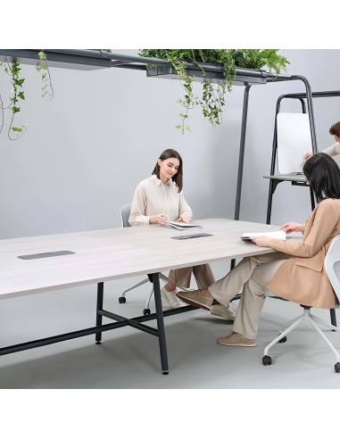 Table de réunion large avec décoration verte et porte tableau blanc - ROUND multipurpose