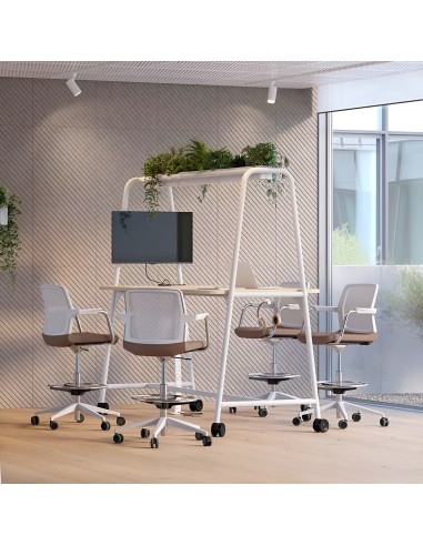 Table de réunion haute avec plantes intégrées et roulettes - ROUND MULTIPURPOSE