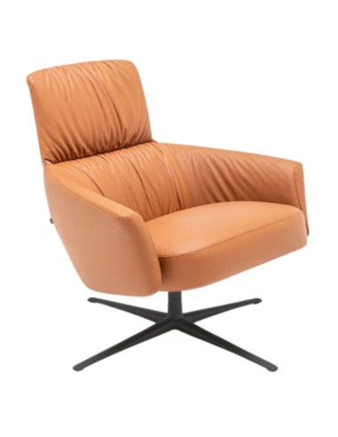 Fauteuil Grand Grace cuir cognac design pivotant en cuir brun – monbureau