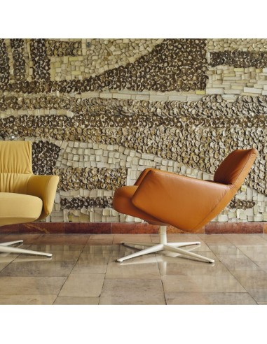 Fauteuil Grand Grace cuir marron en position incliné – monbureau