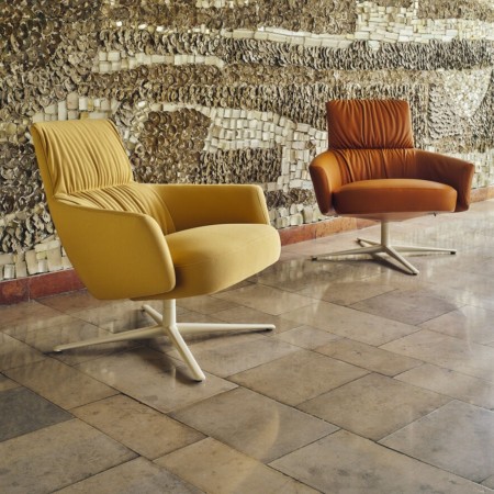 Fauteuil Grand Grace cuir cognac design pivotant en cuir brun – monbureau 2