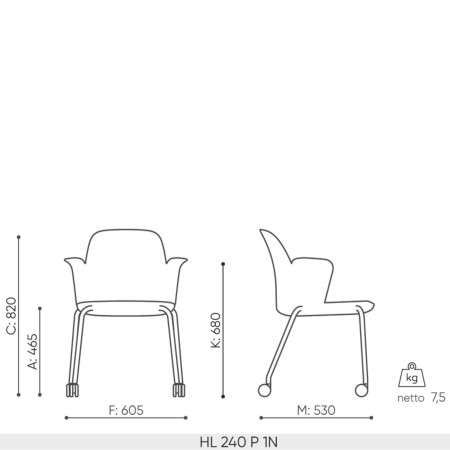 Siège de réunion noir à roulettes avec accoudoirs – Haali