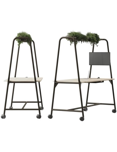 Tables hautes de réunion avec plantes décoratives et écran - Round Multipurpose