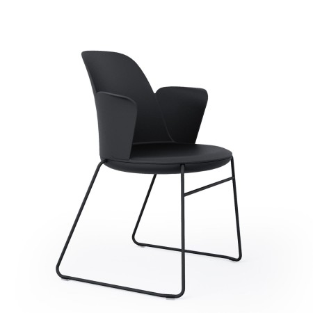 Chaise d'accueil moderne Haali avec accoudoirs, idéale pour les espaces collaboratifs en noir