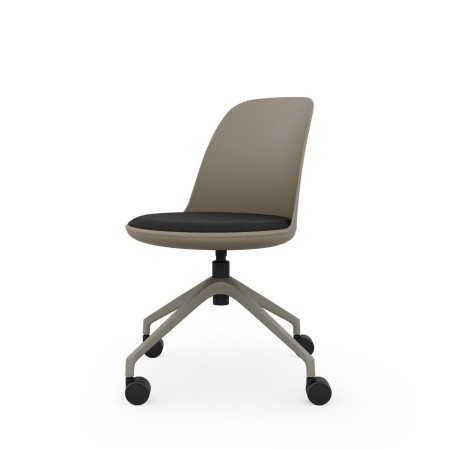 chaise pivotante Haali HL 4W avec assise rembourrée taupe et piètement noir