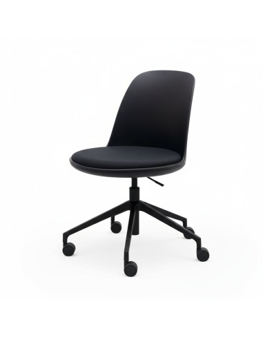 chaise pivotante Haali HL 5R en noir avec assise rembourrée sur base aluminium