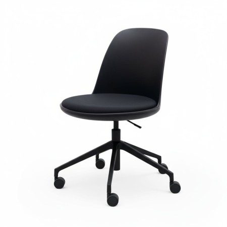 chaise pivotante Haali HL 5R en noir avec assise rembourrée sur base aluminium