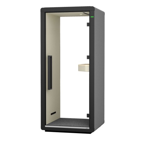 Cabine Flathouse ouverte, équipée d’une tablette et d’un siège. - Flathouse