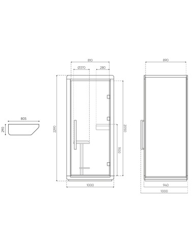 Dimensions de la cabine acoustique Flathouse. - Flathouse
