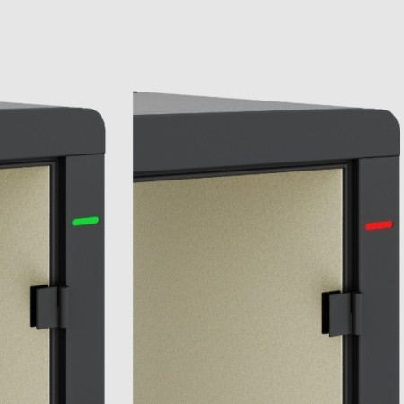 Détail des voyants lumineux de la cabine Flathouse indiquant l’occupation. - Flathouse