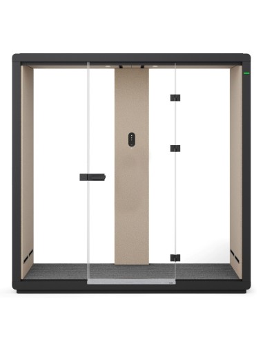 Vue de face de la cabine acoustique Flathouse, espace insonorisé et raffiné. - Flathouse