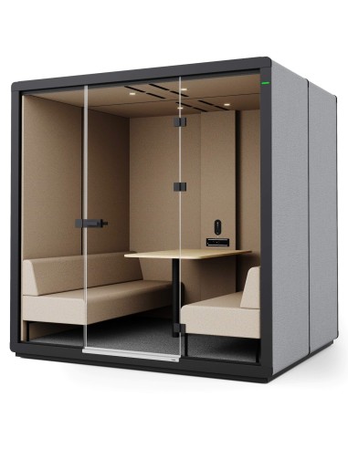 Cabine Flathouse deux places avec parois vitrées et finition claire. - Flathouse