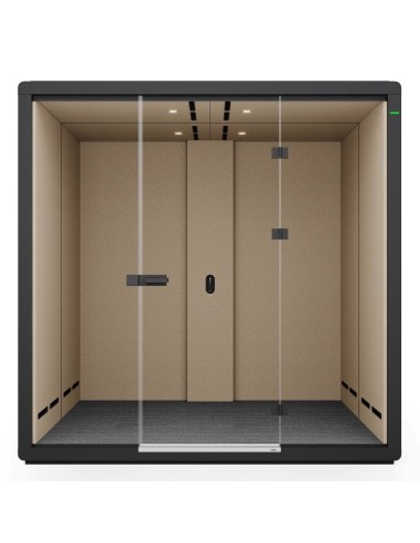 Cabine Flathouse deux places, porte vitrée et finitions bois clair. - Flathouse