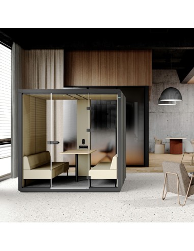 Cabine acoustique Flathouse double installée dans un bureau design industriel. - Flathouse